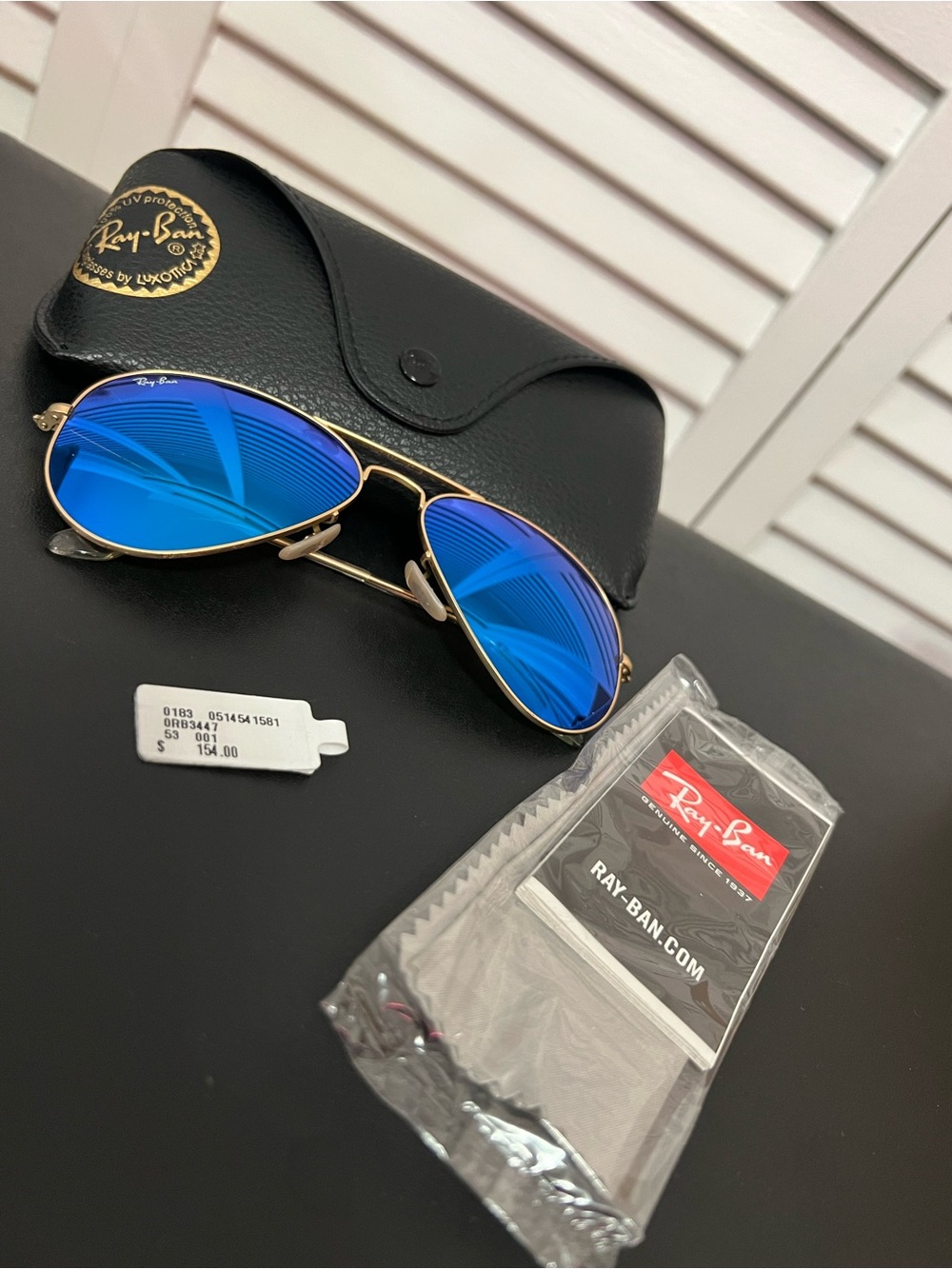 Ray-Ban Aviator Sunglasses — Blue Mirror Lenses with Gold Frame